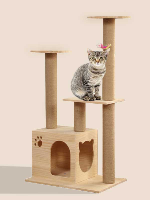 1663670308-Wholesale Wood Cat Tree Large Wooden Cat House Cat Jumping Platform 06-1163 Wholesale Wood Cat Tree Large Wooden Cat House Cat Jumping Platform 06-1163