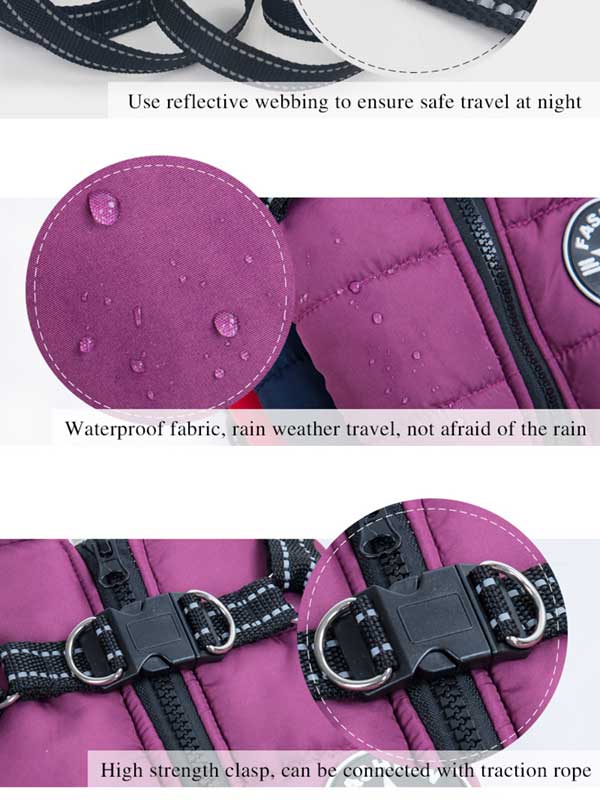 GMTPET Apparel Supplier Factory Multifunctional Dog Coat Keep Warm Waterproof Ventilation Tractable For Dog Winter Clothes 06-1593-