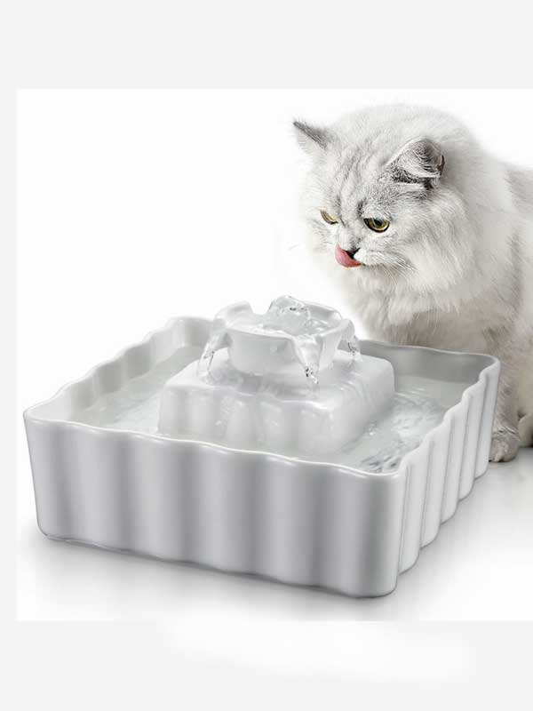 Wholesale Square Wavy cat Bowl Ceramic pet smart water dispenser 120-35014.jpg Wholesale Square Wavy cat Bowl Ceramic pet smart water dispenser