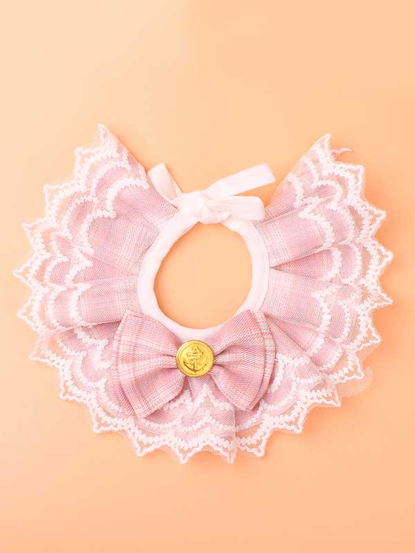 Whoelsale Pet accessories Cat bow lace collar drool towel dog bib