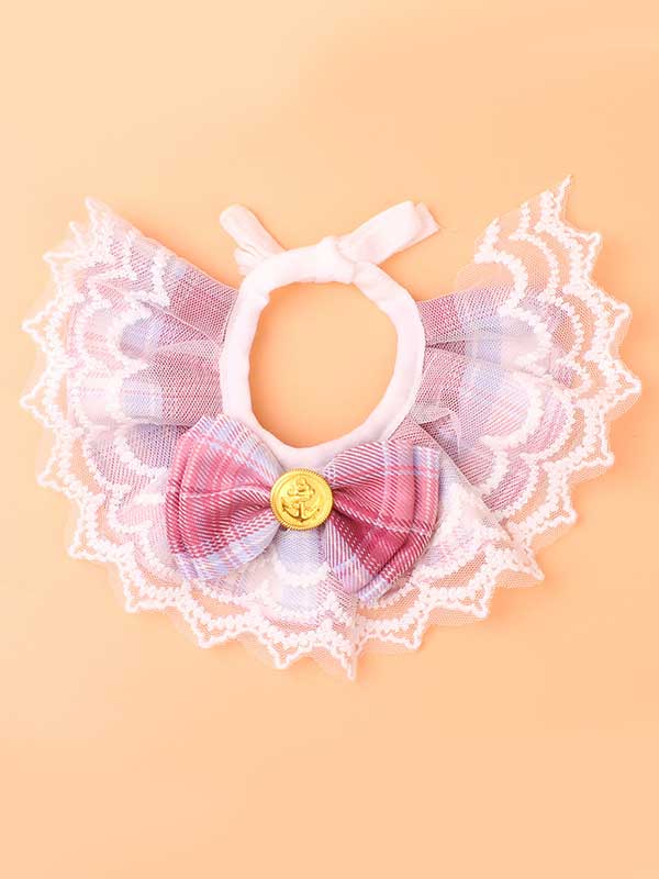 Whoelsale Pet accessories Cat bow lace collar drool towel dog bib