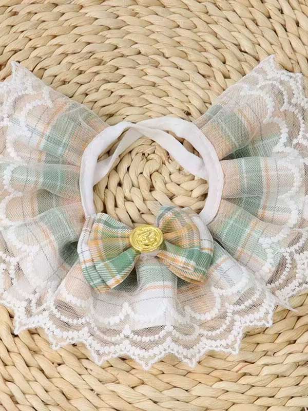 Whoelsale Pet accessories Cat bow lace collar drool towel dog bib