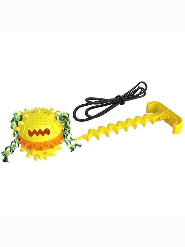 Multifunctional Dog Tug Ball with Snack Dispenser, Squeaky & Bungee Rope