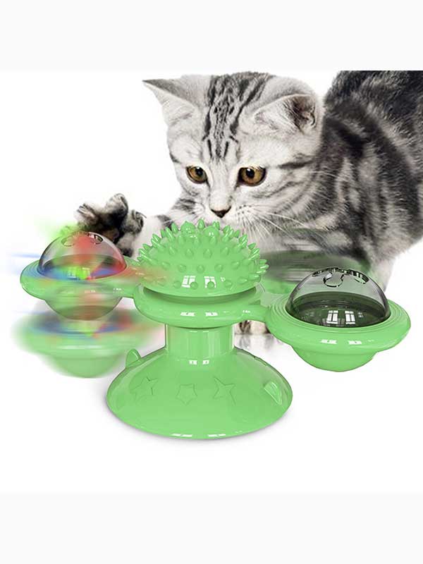 Patented Suction Cup Cat Windmill Toy with Catnip & LED, Dental Care Design 112-251042 Patented Suction Cup Cat Windmill Toy with Catnip & LED, Dental Care Design